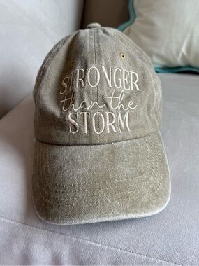 Embroidered 'Stronger Than The Storm' Baseball Cap - Beige